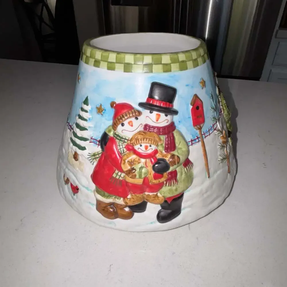 Yankee Candle Teresa Kogut Snowman Family Jar Candle Shade Topper